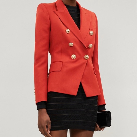 Balmain Double Vested Blazer Size 44 in Orange/Red - Picture 2 of 16